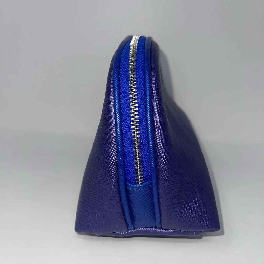 La mer purple‎ Blue metallic Dome cosmetic bag Orange Inside